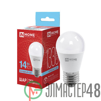 Лампа светодиодная LED-ШАР-VC 14Вт 230В E27 6500К 1330лм IN HOME 4690612047836