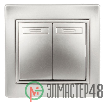 Выключатель 2-кл. СП Plano 10А IP20 1-104-03 250В алюм. Intro Б0030042
