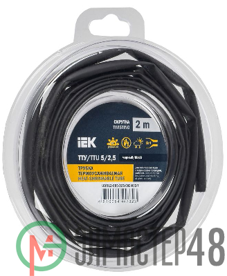 Трубка термоусадочная ТТУ нг-LS 5/2.5 черн. (уп.2м) IEK UDR12-005-D25-002-K02-T