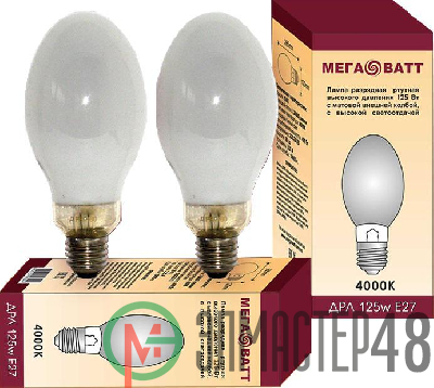 Лампа газоразрядная ртутная ДРЛ 125 E27 (25) МЕГАВАТТ 03007