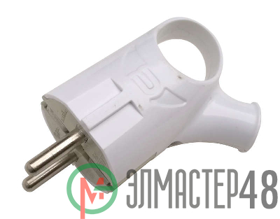 Вилка угловая с кольцом с з/к 16А бел. 4120 IN HOME 4690612009124