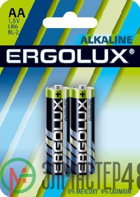Элемент питания алкалиновый LR6 BL-2 LR6 BL-2 1.5В Alkaline (блист.2шт) Ergolux 11747