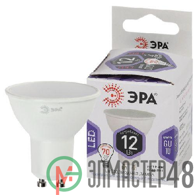 Лампа светодиодная LED MR16-12W-860-GU10 MR16 12Вт софит GU10 холод. бел. ЭРА Б0049076