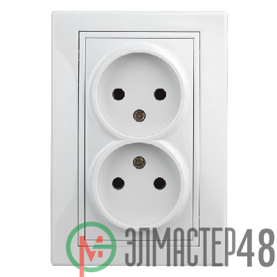 Розетка 2-м СП Plano 1-204-01 16А IP20 250В 2х2P бел. Intro Б0053904
