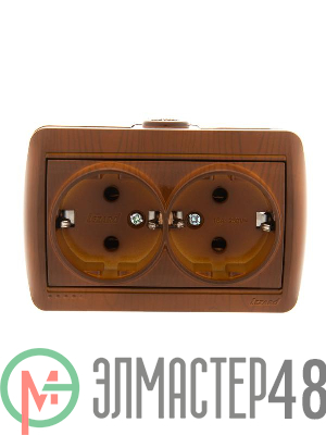 Розетка 2-м ОП Nata 16А IP20 с заземл. керамика сосна LEZARD 710-0800-127