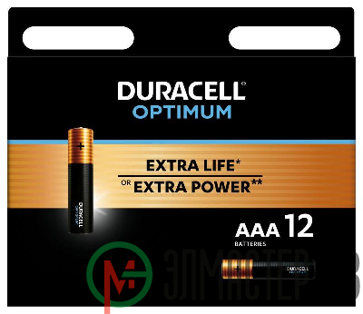 Элемент питания алкалиновый ААА 1.5В LR03-12BL Optimum 5014074 (блист.12шт) Duracell Б0056029