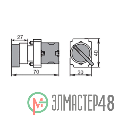 Переключатель BD21 2P короткая ручка NO Rexant 36-5550