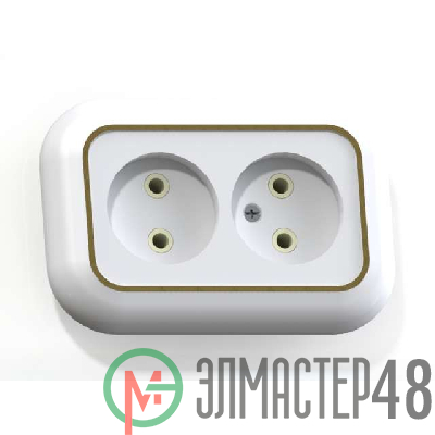 Розетка 2-м СП Валентина 10А IP20 РС10-393 бел./зол. Кунцево 5450