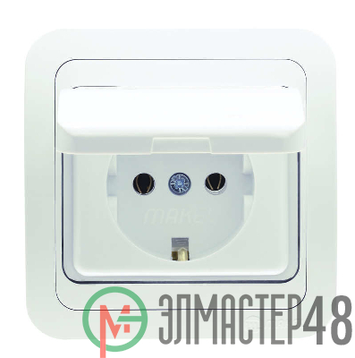 Розетка 1-м СП Mimoza 16А IP20 с крышкой бел./бел. Makel 12009