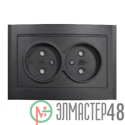 Розетка 2-м СП Бриллиант 16А IP20 без заземл. защ. шторки в сборе графит Universal 7947526-Gr