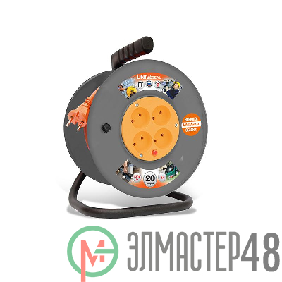 Удлинитель на катушке 4х20м без заземл. 6А IP44 ВЕМ-250 термо ПВС 2х0.75 UNIVersal 9634146