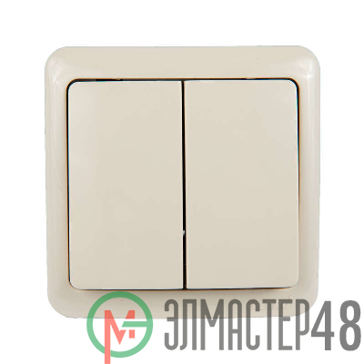 Выключатель 2-кл. ОП VIOLA 10А IP20 крем. LEZARD 751-0300-101