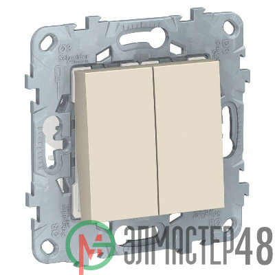 Переключатель перекрестный 2-кл. 2мод. СП Unica New IP21 (2х(сх. 7)) 250В 10AX беж. SchE NU521544
