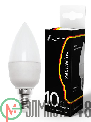 Лампа светодиодная Supermax "СВЕЧА" 10Вт цоколь E14 230В цветность 6400К КОСМОС Sup_LED10wCNE1464
