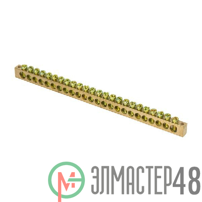 Шина PEN "ноль-земля" 8х12 24 отвер. латунь крепеж по краям PROxima EKF sn0-125-24-k