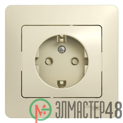 Розетка 1-м СП Glossa 16А защ. шторки с заземл. в сборе беж. SchE GSL000244
