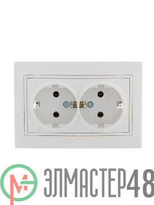 Розетка 2-м СП Мира керам. с заземл. бел./бел. Lezard 701-0202-127