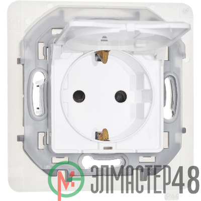 Розетка 1-м СП Inspiria 16А IP44 250В 2P+E защ. шторки с крышкой немецк. стандарт бел. Leg 673740