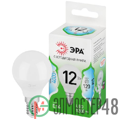 Лампа светодиодная GREEN LINE P45-12W-840-E14 GL 12Вт шар 4000К яркий свет бел. E14 Эра Б0067049