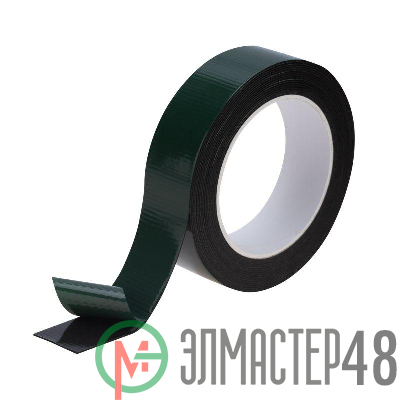 Скотч двухстор. 30ммх5м зел. на черной основе Rexant 09-6130