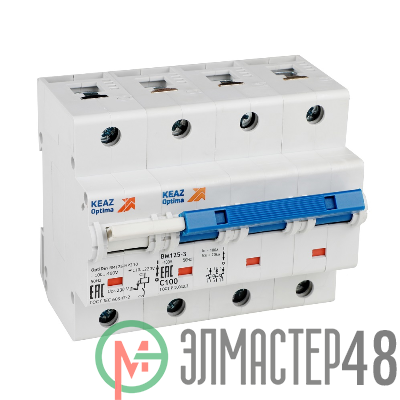 Выключатель автоматический модульный 3п C OptiDin BM125-3C80-НР-8ln-УХЛ3 с независим. расцеп. КЭАЗ 336380