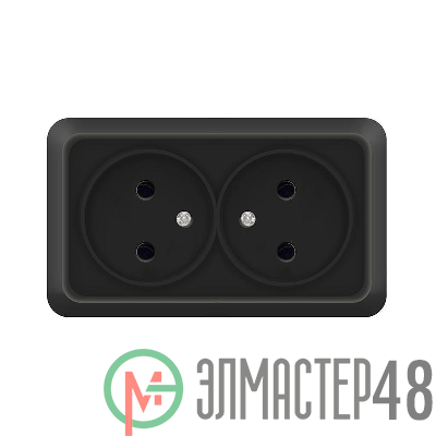Розетка 2-м ОП Олимп 16А IP20 без заземл. черн. Universal 2215