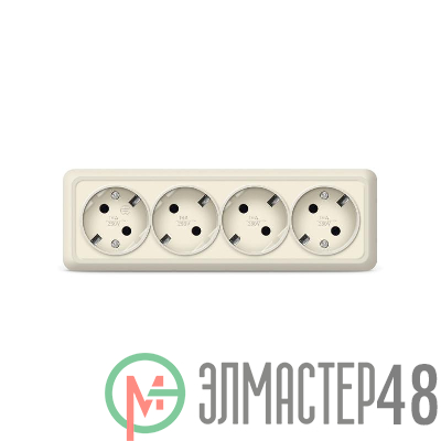 Розетка 4-м ОП Олимп с заземл. беж. UNIVersal 1169