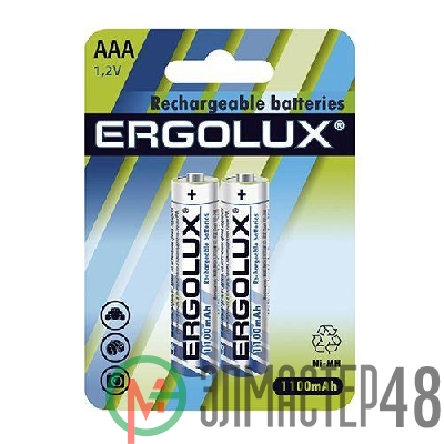 Аккумулятор AAA-1100мА.ч Ni-Mh BL-2 NHAAA1100BL2 1.2В (блист.2шт) Ergolux 12446