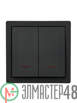 Выключатель 2-клав. с инд. LETO черн. бархат LEZARD 752-4200-112