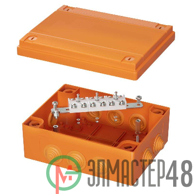 Коробка ответвительная FS с каб. вводами и клеммн. 240х190х90мм 6р 450В 20А 10кв.мм нерж. контакт IP56 пластик. DKC FSK41610