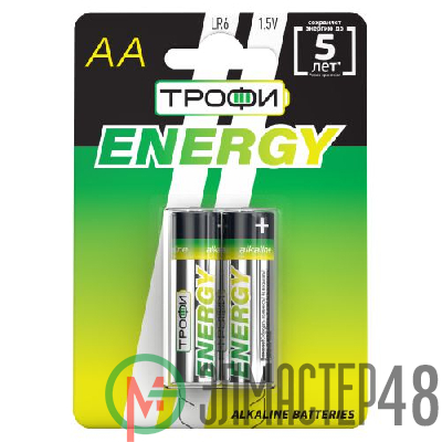 Элемент питания алкалиновый AA/LR6-2BL Eco (блист.2шт) Трофи Б0017045