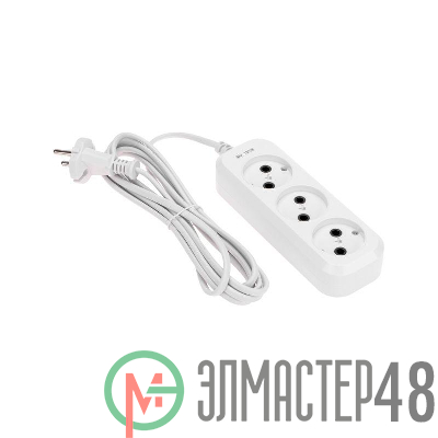 Удлинитель 3 гнезда 3м 2х0.75кв.мм б/з бел. PROCONNECT 13-4206