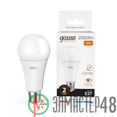Лампа светодиодная Elementary A67 25Вт E27 3000К Gauss 73215