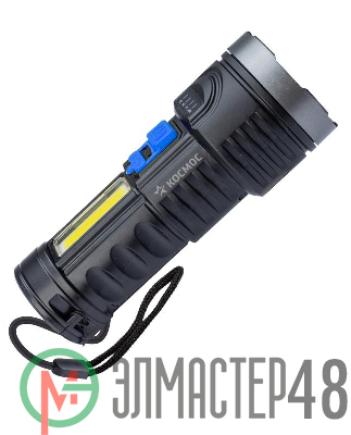 Фонарь ручной аккум. 3ВтLED+3ВтCOB Li-ion 18650 1200мА.ч корпус ABS-пластик индикатор USB-шнур КОСМОС KOS115Lit