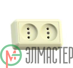 Розетка 2-м ОП Оптима 10А IP20 РА10-373 (в компл. с монтажной пластиной) без заземл. сл. кость Кунцево 8037