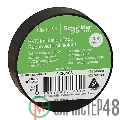 Изолента ПВХ 19мм (рул.20м) черн. SchE IMT38203