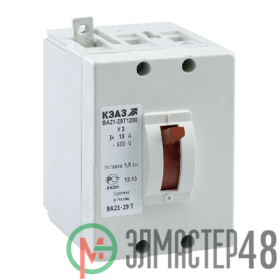 Выключатель автоматический 1.6А 1.5Iн ВА21-29Т-120010 У3 600В DC КЭАЗ 102615