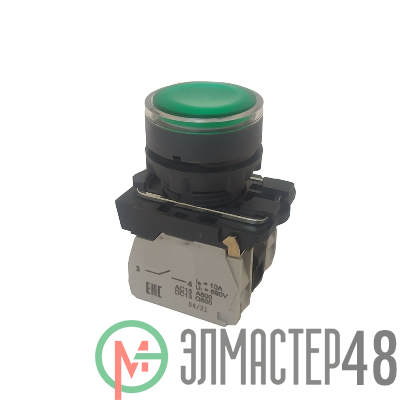 Кнопка КМЕ4122мЛ-24В-зеленый-2но+2нз-цилиндр-индикатор-IP40 КЭАЗ 274302