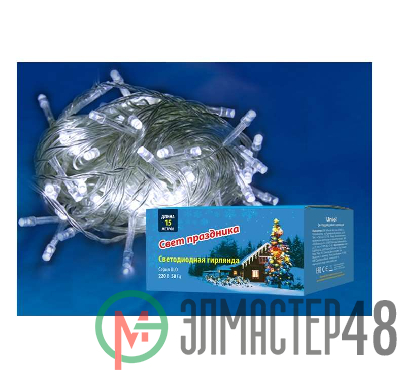 Гирлянда светодиодная ULD-S1500-100/DTA WHITE IP20 15м с контроллером 100 светодиодов бел. провод прозр. Uniel UL-00005261