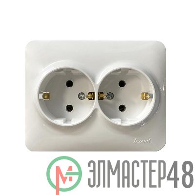 Розетка 2-м Karina Life с заземл. ПБТ бел. LEZARD 708-0200-127B