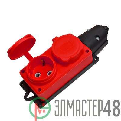 Колодка 2-м 1-ф с заглушками "КОМПАКТ" каучук красн. Universal 3072