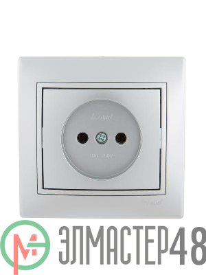 Розетка 1-м СП Мира 16А IP20 без заземл. керам. метал. сер. LEZARD 701-1010-121
