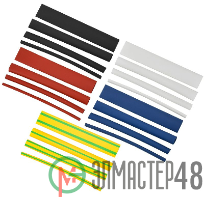 Набор трубок термоусадочных тонкостен. ТТУ 2/1; 4/2; 6/3; 8/4 (ЖЗ; С; К; Ч) 20х8см разноцвет. ИЭК UDRS-D2-D8-10-1