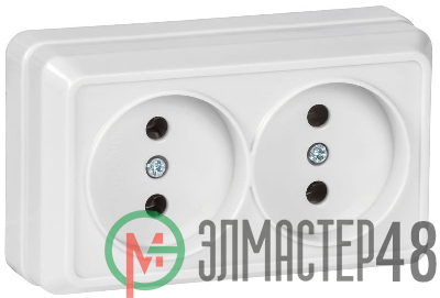 Розетка 2-м ОП Октава 10А IP20 без заземл. бел. ИЭК ERO20-K01-10-DC