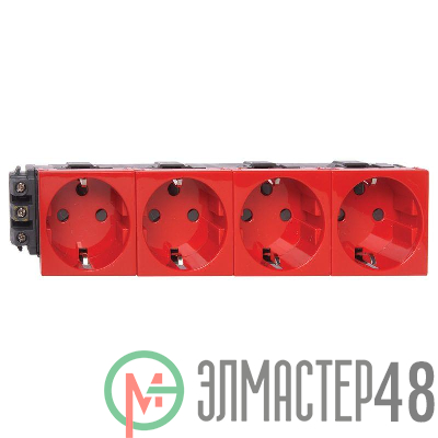 Розетка 4-м СП 8мод. Mosaic 16А IP20 винтов. клеммы с механич. блокировк. механизм красн. Leg 077624