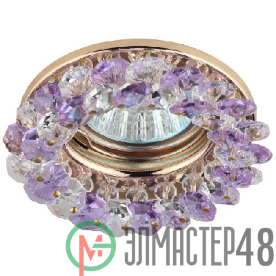 Светильник DK16 GD/WH/PU декор "круглый с мелкими хрусталиками" зол./прозр./фиол. ЭРА C0043796