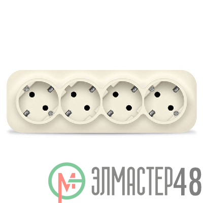 Розетка 4-м ОП 16А IP20 с заземл. сл. кость IONICH 1452