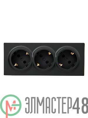 Розетка 3-мест. с заземл. LETO закрытый корпус ПБТ черн. бархат LEZARD 752-4200-127BUP