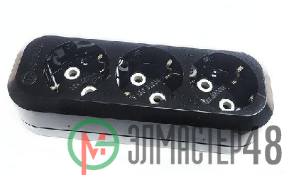 Колодка удлинителя 3-м с заземл. черн. Makel MGP2131