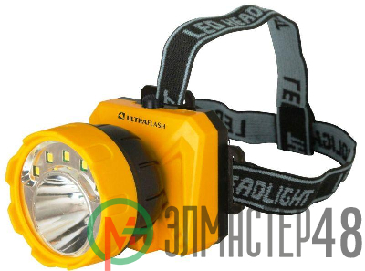 Фонарь налобный LED 5372 (5SMD + 1Вт 2 режима; желт./черн.) Ultraflash 12416